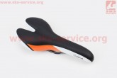 Сидіння на велосипед MTB вузьке, чорне з оранжево-білим малюнком VL-1488 VELO