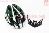 Шлем велосипедный M (54-57 см) съемный козырек, 18 вент. отверстия, системы регулировки по размеру Divider и Run System SRS, черно-бело-зеленый AV-01 AVANTI
