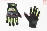 Перчатки мотоциклетные M-Чёрно-Салатовые (сенсорный палец) PRO BIKER