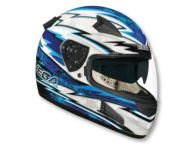 шлем vega hd 188 techno синий/белый глянцевый
