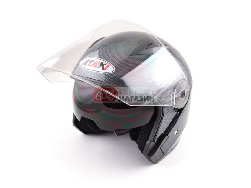 шлем (полулицевик с очками) ataki of512 carbon чер
