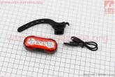 Фонарь задний 4 диода 100 lumen, Li-ion 3.7V 500mAh зарядка от USB, влагозащитный, HJ-037