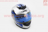 Шлем закрытый AIBT АТ-906 размер M - СЕРЫЙ с рисунком черно-синим + воротник