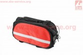 Сумка трансформер на багажник, розкладні бокові кишені, світловідбиваючі смуги,чорно-червона