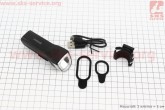 Фонарь передний 1 диод 110 lumen, Li-ion 3.7V 1300mAh зарядка от USB, влагозащитный, черный JY-7057