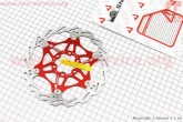 Тормозной диск 160мм, под 6 болтов, на алюминиевом пауке, красный FD-01 SNAIL