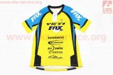 Футболка велосипедная для мужчин М - (Polyester 100%), короткие рукава, свободный крой, желто-сине-черная, НЕ оригинал FOX