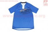 Футболка велосипедная для мужчин М - (Polyester 100%), короткие рукава, свободный крой, сине-черная, НЕ оригинал Alpinestars