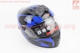 Шлем закрытый +очки BLD-М61 S- ЧЕРНЫЙ с синим рисунком F-2