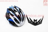 Шлем велосипедный M (54-57 см) съемный козырек, 18 вент. отверстия, системы регулировки по размеру Divider и Run System SRS, черно-бело-cиний AV-01 AVANTI