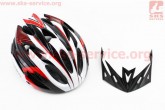 Шлем велосипедный L (58-61 см) съемный козырек, 18 вент. отверстия, системы регулировки по размеру Divider и Run System SRS, черно-бело-красный AV-01 AVANTI