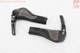 Ручки руля 140мм с зажимом Lock-On, эргономичные с рожками, черно-серые RB-BT1008 УЦЕНКА (не комплект)