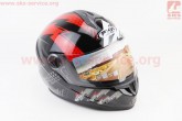 Шлем закрытый HF-122 M- ЧЕРНЫЙ глянец с красно-белым рисунком Q239 FXW