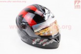Шлем закрытый HF-122 XL- ЧЕРНЫЙ глянец с красно-белым рисунком Q239 FXW