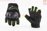 Перчатки мотоциклетные без пальцев XL-Чёрно-Салатовые RS SPURTT
