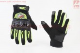 Перчатки мотоциклетные L-Чёрно-Салатовые (сенсорный палец) PRO BIKER