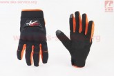 Перчатки мотоциклетные XL-Чёрно-Оранжевые (сенсорный палец) PRO BIKER
