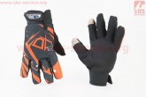 Перчатки мотоциклетные XL-Чёрно-Оранжевые (сенсорный палец) FOX