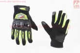 Перчатки мотоциклетные XL-Чёрно-Салатовые (сенсорный палец) PRO BIKER