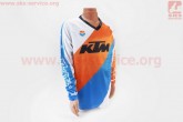 Футболка (Джерси) для мужчин L - (Polyester 100%), длинные рукава, свободный крой, бело-оранжево-синяя, НЕ оригинал KTM