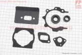 Прокладки двигателя для мотокосы (триммера) 1E40F-1E44F 5 деталей, + сальники (15x30x7+12x22x7), (на блистере), 