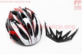 Шлем велосипедный M (54-57 см) съемный козырек, 18 вент. отверстия, системы регулировки по размеру Divider и Run System SRS, черно-бело-красный AV-01 AVANTI